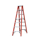 Double-sided 2.1M fibreglass step ladder with seven steps and aluminium components.