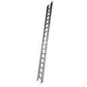 Aluminium extension ladder with swivel feet for industrial use.