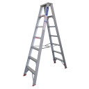 Lightweight 2.1m double-sided aluminium step ladder with seven steps.