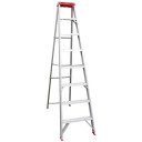 Lightweight 2.4m single-sided aluminium step ladder with seven steps.