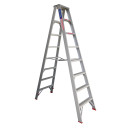 Aluminium double-sided step ladder with 8 steps, 135kg rated.