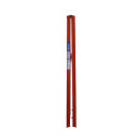 Collapsed fibreglass step ladder positioned vertically.