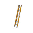 Indalex fibreglass extension ladder, 2.7M-4.0M, five rungs, fixed feet.