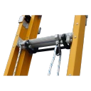 Close-up of the pulley system and ropes on an Indalex fibreglass ladder.