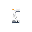 Aluminium platform stepladder with four steps and a wide platform for stability.