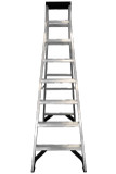 Aluminium twin step ladder with 8 steps and 180 kg capacity.