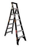 Fibreglass dual ladder with six steps and a 180kg weight capacity.