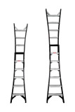 Fibreglass dual ladder with seven steps, rated for 180kg.