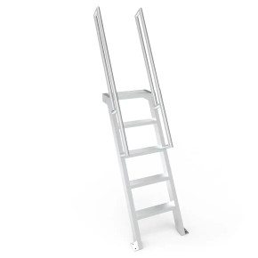 Vertical pit ladder with D rungs, isolated on a white background.