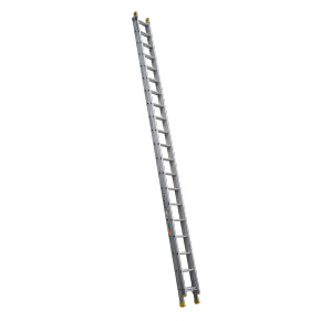 Heavy-duty aluminium extension ladder with 20 rungs.