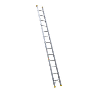 Aluminium single ladder with 13 rungs for trade and industrial use.