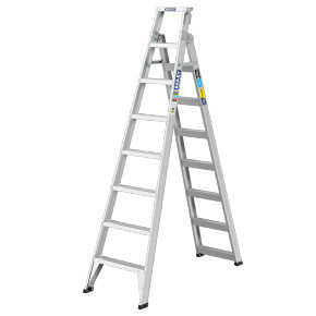 8-step aluminium stepladder designed for stability and durability.