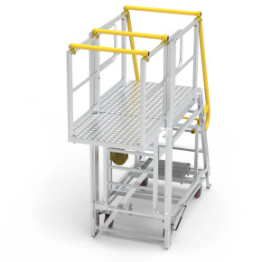Star ADJ P5 5 Steps aluminium platform ladder with yellow safety railing, 1500mm height