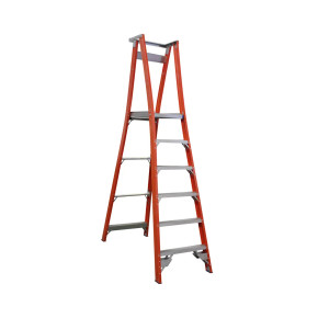 Fibreglass Indalex Pro Series platform ladder, 1.8m tall, 180kg capacity.