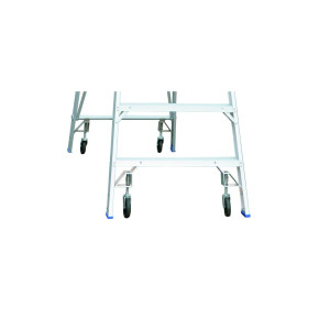 Indalex Pro Series Platform Wheel Kit mounted on a ladder for mobility.