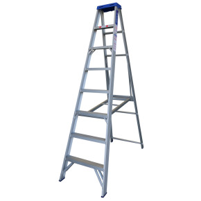 2.4M Indalex Pro Series single-sided aluminium step ladder.
