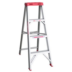 Aluminium single-sided step ladder for tradesmen, 1.2m high.