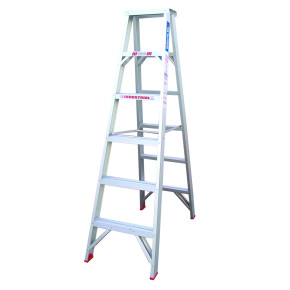 Indalex 1.8m double-sided aluminium step ladder with five steps.
