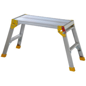 Aluminium work platform with a 0.7m x 0.3m surface and foldable legs.