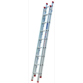 Indalex Tradesman extension ladder featuring red rubber caps.