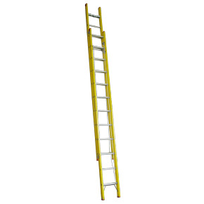 Fibreglass extension ladder in yellow, extending from 4.0M to 6.7M.