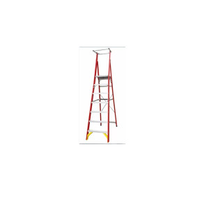 Fibreglass single-sided step ladder with 10 steps and 150 kg capacity.