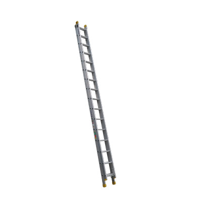 Aluminium extension ladder with 16 rungs and 150kg load capacity.