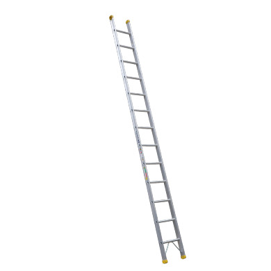 Aluminium single ladder with 13 rungs for trade and industrial use.