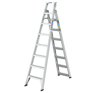 8-step aluminium stepladder designed for stability and durability.