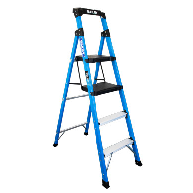 Bailey fibreglass twin platform step stool with four steps.