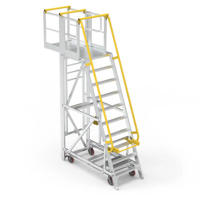 Star ADJ P10 10-step aluminium work platform with safety yellow railing, 3000mm height