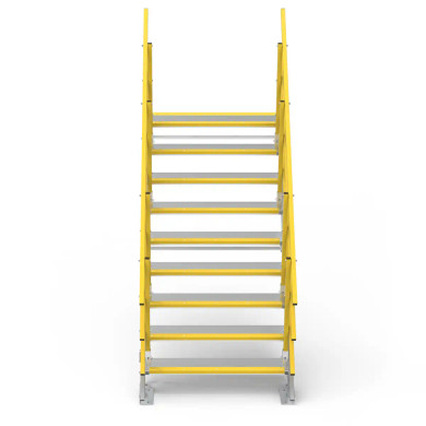 Star Aluminium SLS1200x9 9-step platform with yellow handrail and anti-slip nosing