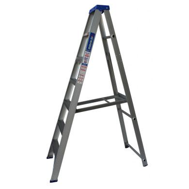 Aluminium 2.1M Indalex Pro Series single-sided ladder with 7 steps.