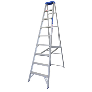 2.7M Indalex Pro Series single-sided aluminium step ladder.