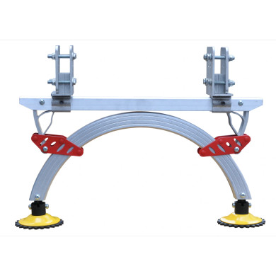 Close-up of the Level-Arc ladder leveler, highlighting its curved design.