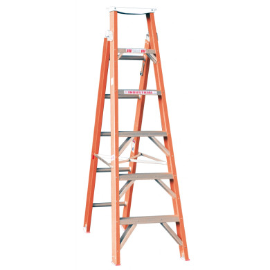 Indalex dual purpose fibreglass step ladder, 1.8M-3.2M, five steps.