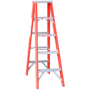 Indalex 1.5m fibreglass double-sided step ladder with five steps.