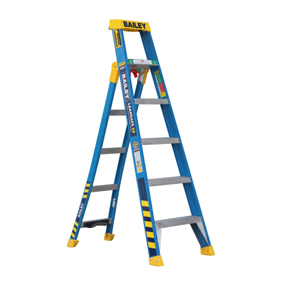 BAILEY Fibreglass Leansafe X3 3-in-1 Ladder, 1.8m tall, blue.