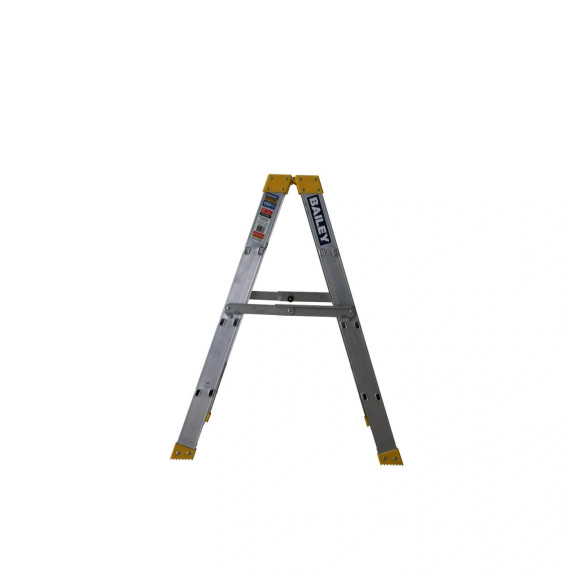 BAILEY Pro Aluminium Double Sided Ladder with four steps and safety features.
