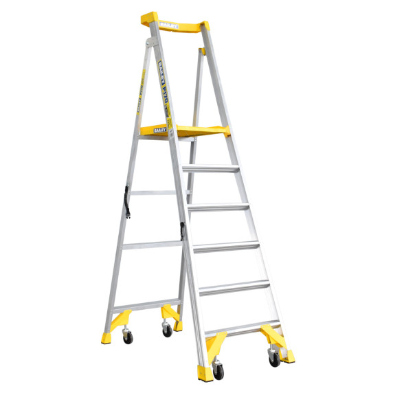 BAILEY Aluminium P170 6-step ladder with swivel castors.