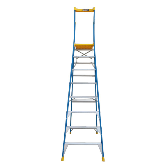 BAILEY Pro FG Platform Ladder with 8 steps in blue and yellow.