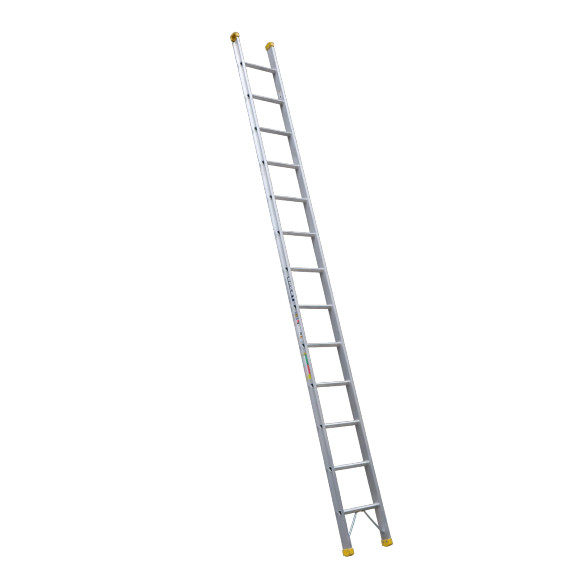 Aluminium single ladder with 13 rungs for trade and industrial use.