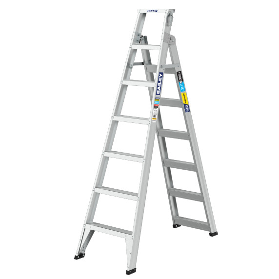 BAILEY Trade Lyte Dual Purpose 7 Step Stepladder in aluminium finish.