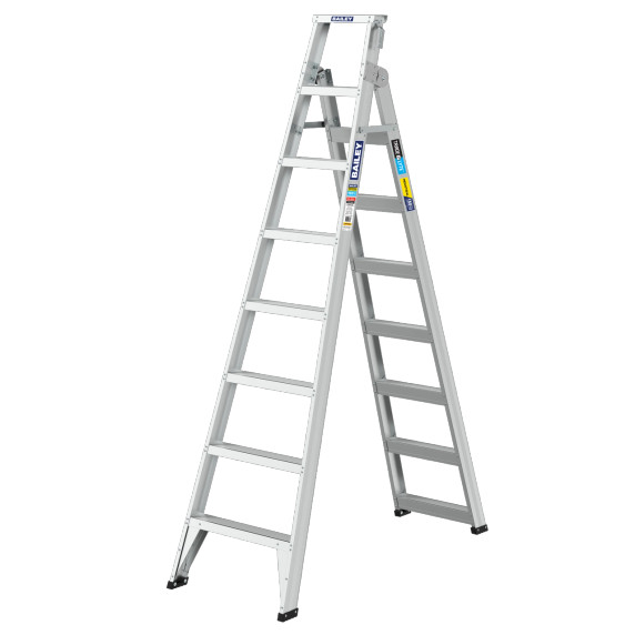 8-step aluminium stepladder designed for stability and durability.