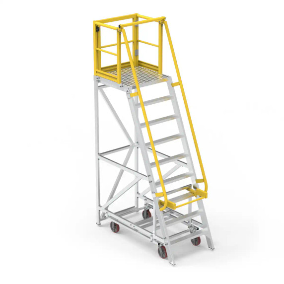 Star P8 8 Steps aluminium work platform with 900x900mm deck and safety kickboards