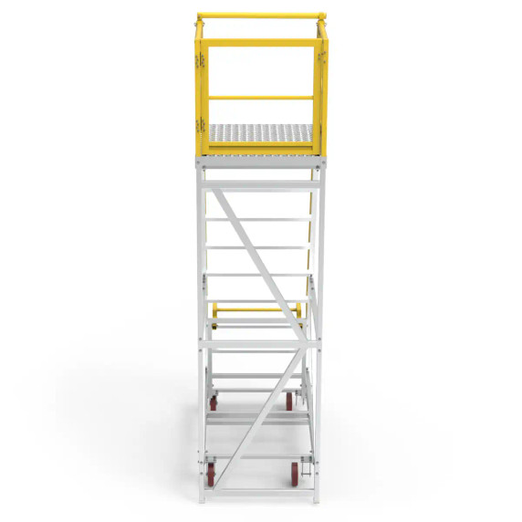Star P9 9-step aluminium work platform with 900x900mm deck and safety kickboards