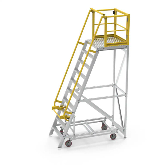 Star P9 9 Steps aluminium work platform with 900x900mm deck and safety kickboards