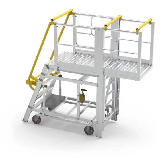 Star ADJ P1400 1400mm aluminum platform steps with safety yellow handrail, 400kg load capacity