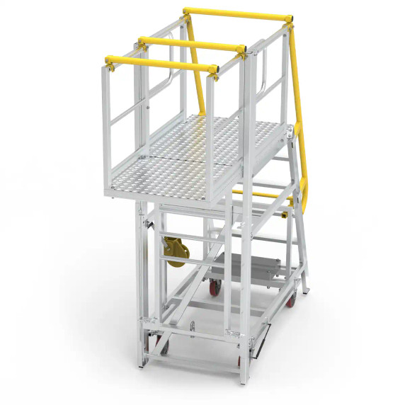 Star ADJ P6 6 Steps aluminium work platform with safety yellow railing, 1800mm height