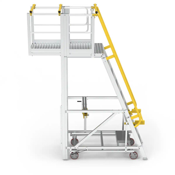 Star ADJ P9 9-step aluminium platform with safety yellow handrail, 2700mm height